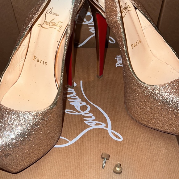 6 inch  Dafsling Glittery leather slingback heels. - Picture 3 of 10